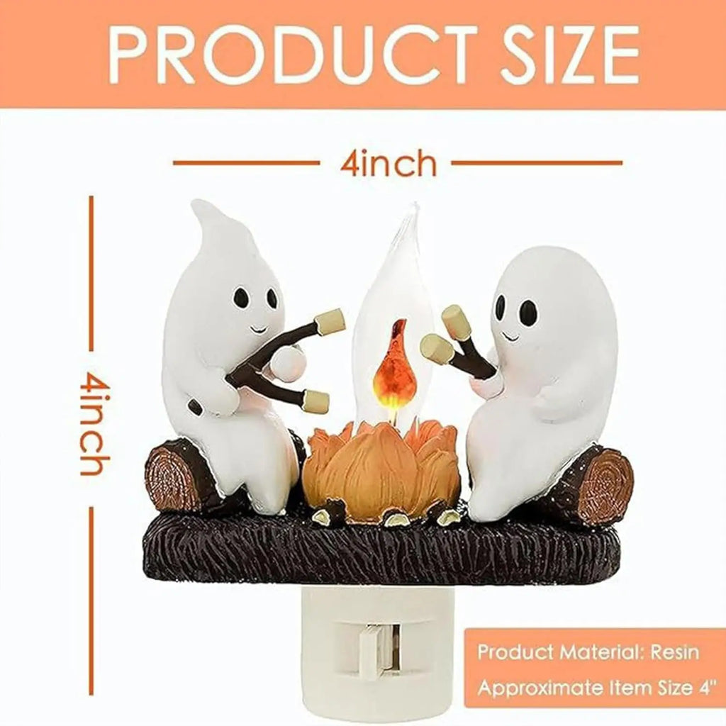 Ghost Campfire Flickering Night Light Halloween Night Lights Plug Into Wall Ghost Pumpkin Night Light Dusk To Dawn Led Lamp Home
