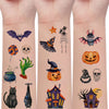 118-Piece Halloween Temporary Tattoo - 10 Sheets of Cartoon Spooky Fun - Waterproof Assorted Designs including Pumpkins, Ghosts