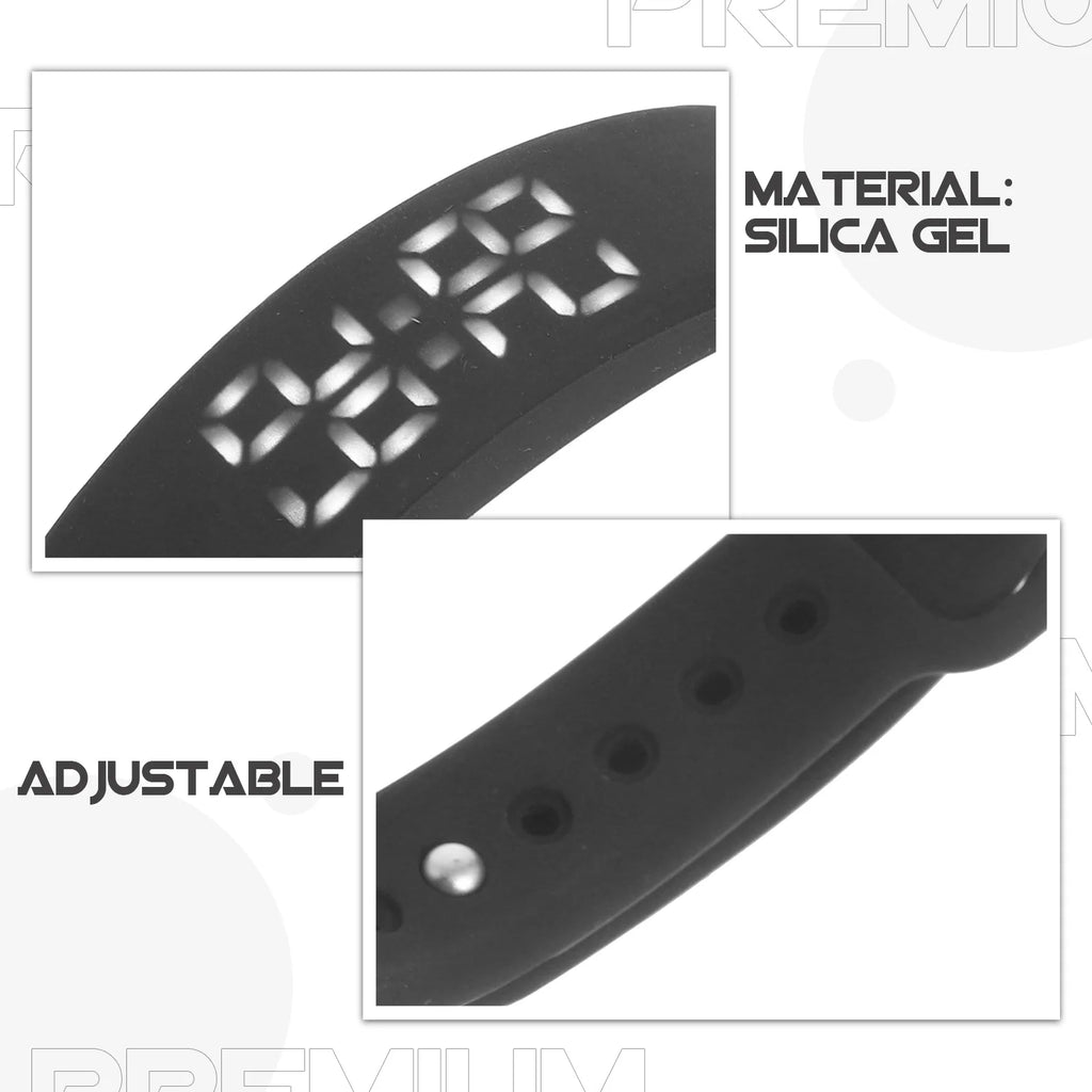 Smart Wristband Black Led Display Sleep Monitor Pedometer Thermometer Vibration Alarm 50Mah Usb 2.0 Silica Gel Band 255Mm