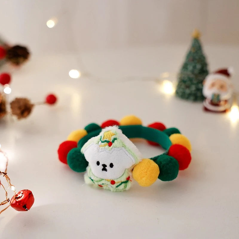 Cat Plush Ball Collar Cute with Doll Pumpkin Spider Small Dog Necklace Beard Corgi Pet Halloween Christmas Neck Ring Jewelry
