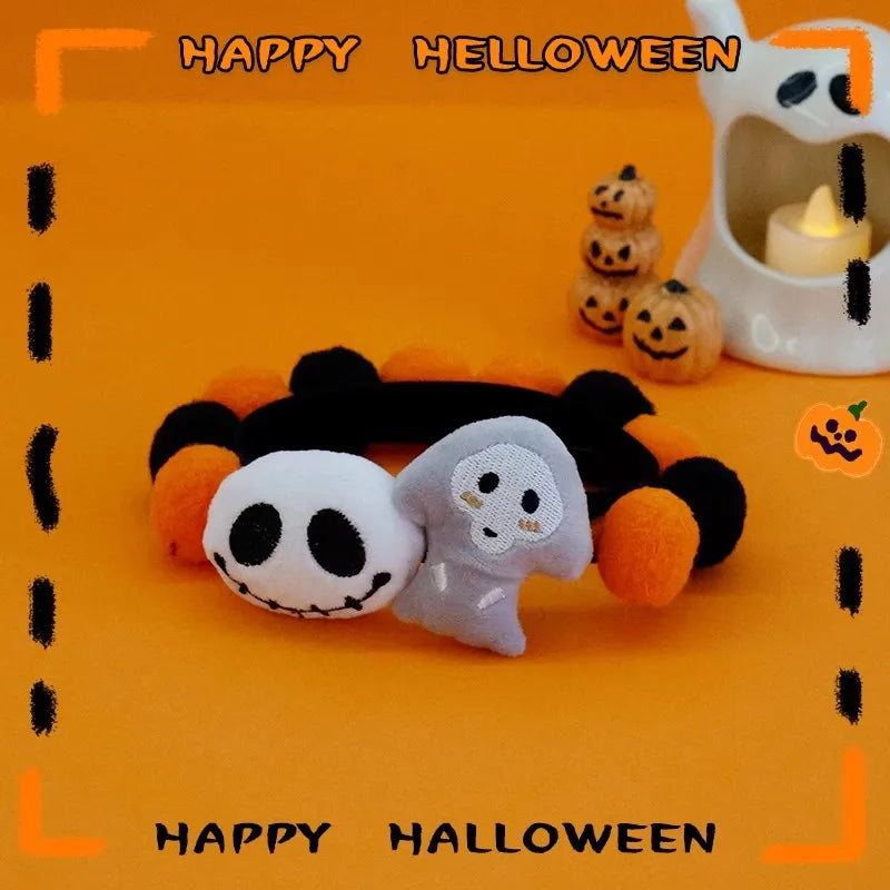 Cat Plush Ball Collar Cute with Doll Pumpkin Spider Small Dog Necklace Beard Corgi Pet Halloween Christmas Neck Ring Jewelry