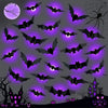 Halloween Bat Decor Night Light 3D Purple Lights Wall Sticker for Self-adhesive Decor Garden Backyard Halloween Party Decoration