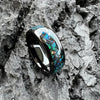 8Mm Fashionable Sparkling Galaxy Opal Ring, Suitable for Both Men and Women, Tungsten Alloy Dome Polishing Comfortable