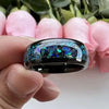 8Mm Fashionable Sparkling Galaxy Opal Ring, Suitable for Both Men and Women, Tungsten Alloy Dome Polishing Comfortable